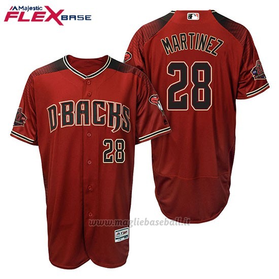 Maglia Baseball Uomo Arizona Diamondbacks 28 Jd Martinez Rosso Nero Alterner 20 Anniversario Flex Base